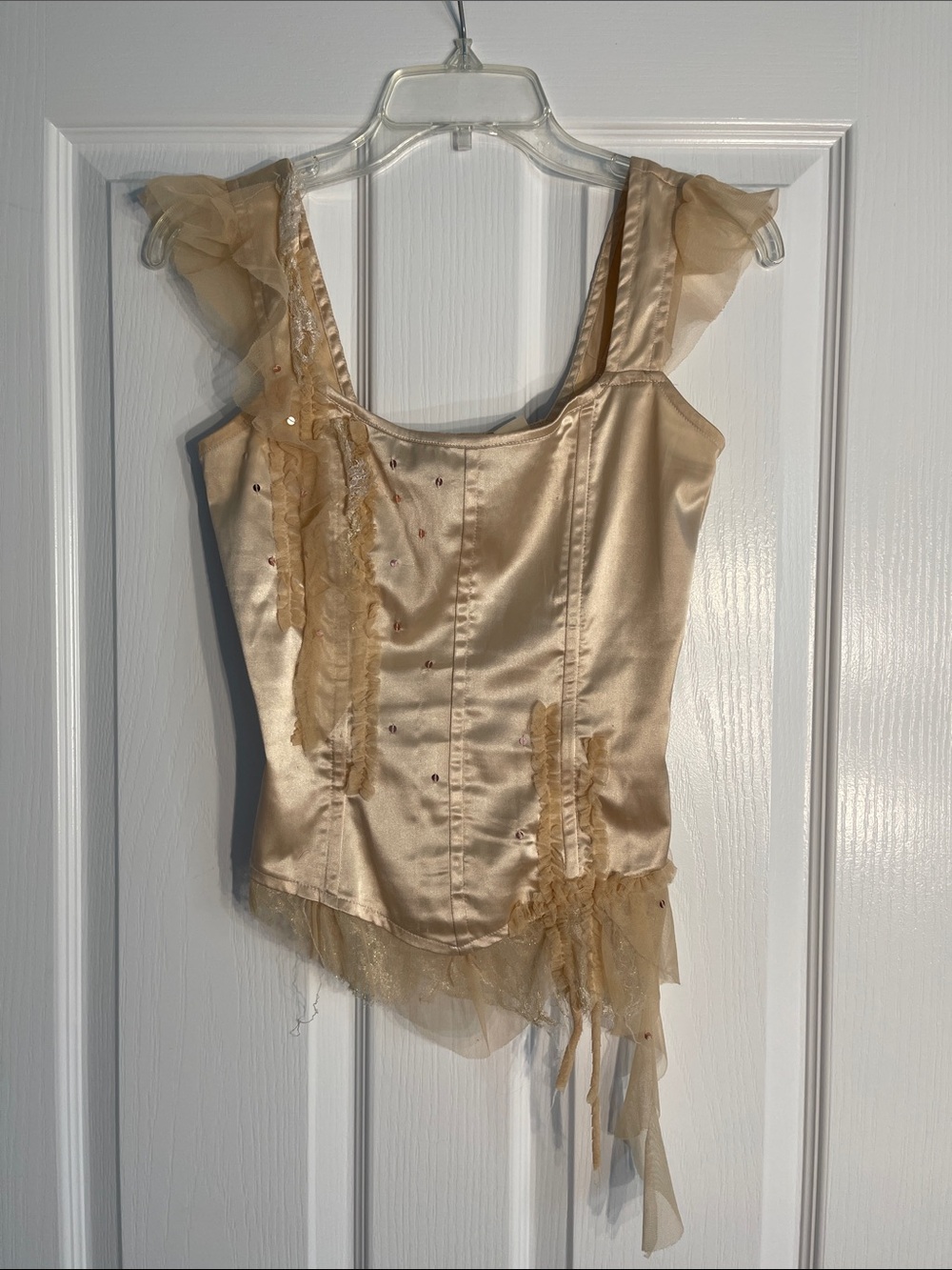 H&M Champagne Satin Ruffle Camisole